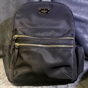 kate spade Black Nylon Backpack with Gold Hardware and Dual Front Zips